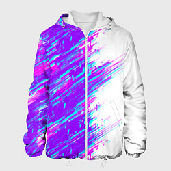 Куртка с капюшоном мужская Neon glitch, цвет: 3D-белый