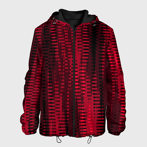 Мужская куртка Тёмный красный абстрактные полосы / 3D-Черный – фото 1