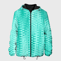 Куртка с капюшоном мужская Светлый бирюзовый абстрактный полосочки, цвет: 3D-черный