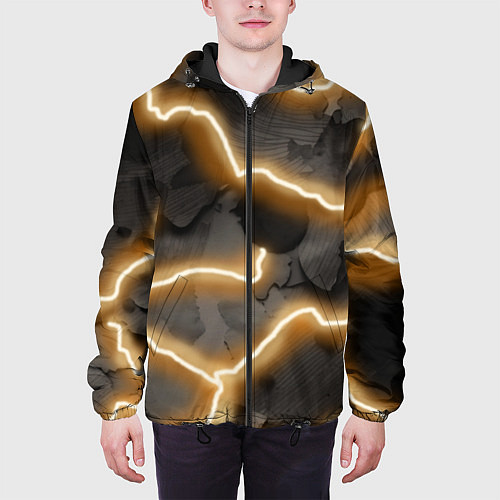 Мужская куртка Электрический удар молнии паттерн / 3D-Черный – фото 3