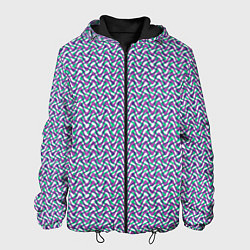 Куртка с капюшоном мужская Волнистые полосы текстурированный сиренево-бирюзов, цвет: 3D-черный
