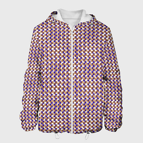 Мужская куртка Сине-бежевый текстурированный квадраты-рябь / 3D-Белый – фото 1