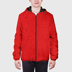Куртка с капюшоном мужская Алый полосатый, цвет: 3D-черный — фото 2