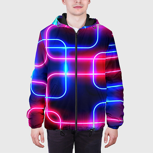 Мужская куртка Светящиеся неоновые дуги / 3D-Черный – фото 3