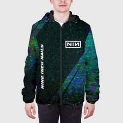 Куртка с капюшоном мужская Nine Inch Nails glitch blue, цвет: 3D-черный — фото 2