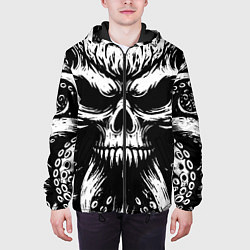 Куртка с капюшоном мужская Монстр осьминог с черепом, цвет: 3D-черный — фото 2