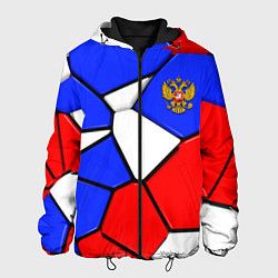Куртка с капюшоном мужская Трехмерные плиты в стиле Российского флага, цвет: 3D-черный