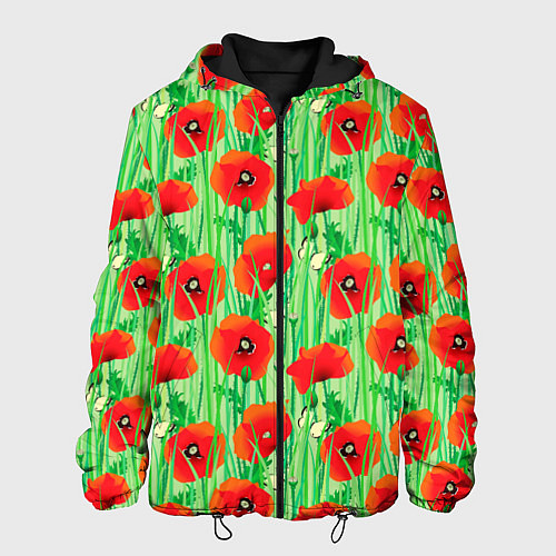 Мужская куртка Маковый узор / 3D-Черный – фото 1