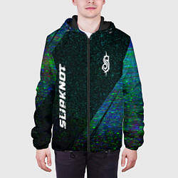 Куртка с капюшоном мужская Slipknot glitch blue, цвет: 3D-черный — фото 2