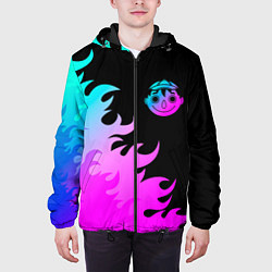 Куртка с капюшоном мужская Tomodachi Game неоновый огонь, цвет: 3D-черный — фото 2