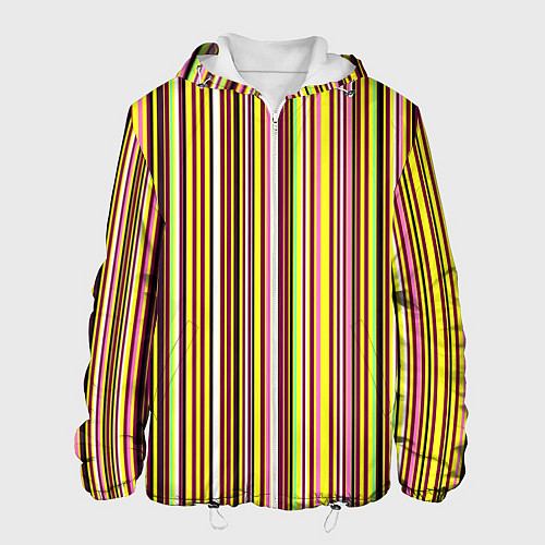 Мужская куртка Жёлто-розовый сочетание полосатое / 3D-Белый – фото 1