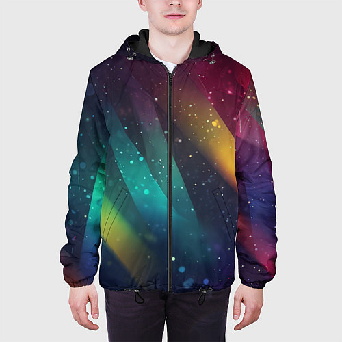 Мужская куртка Неоновые цветные полосы / 3D-Черный – фото 3