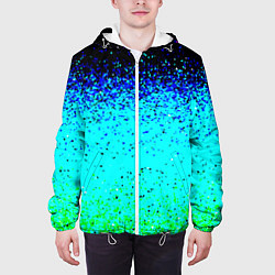 Куртка с капюшоном мужская Пикселизация неоновых цветов, цвет: 3D-белый — фото 2