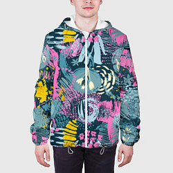 Куртка с капюшоном мужская Акварельная абстракция узор, цвет: 3D-белый — фото 2