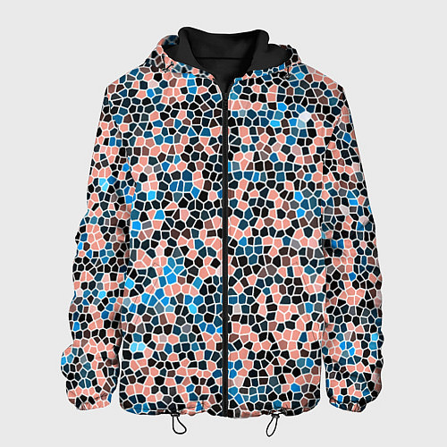 Мужская куртка Паттерн мозаика бирюзово-розовый / 3D-Черный – фото 1