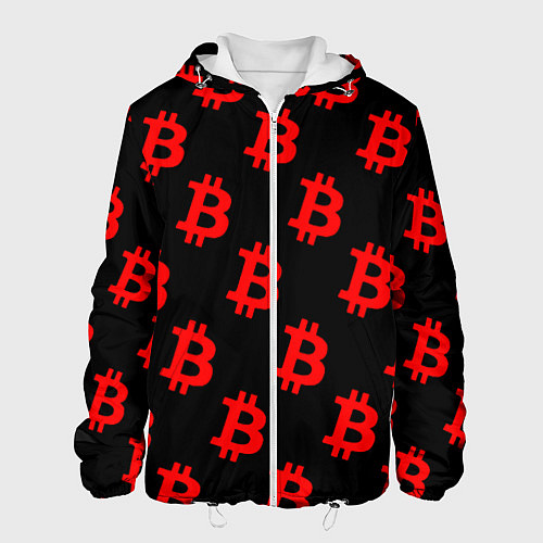 Мужская куртка Bitcoin red logo money / 3D-Белый – фото 1