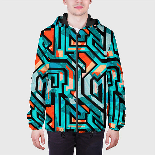Мужская куртка Граффити цвета гранж / 3D-Черный – фото 3