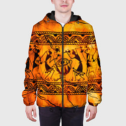 Куртка с капюшоном мужская Африканские наскальные рисунки, цвет: 3D-черный — фото 2