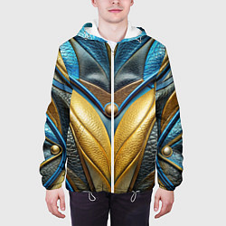 Куртка с капюшоном мужская Объемная футуристичная объемная текстура из кожи, цвет: 3D-белый — фото 2