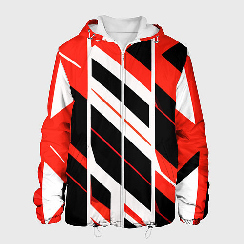 Мужская куртка Black and red stripes on a white background / 3D-Белый – фото 1