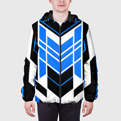 Куртка с капюшоном мужская Blue and black stripes on a white background, цвет: 3D-черный — фото 2