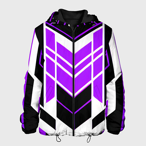 Мужская куртка Purple and black stripes on a white background / 3D-Черный – фото 1