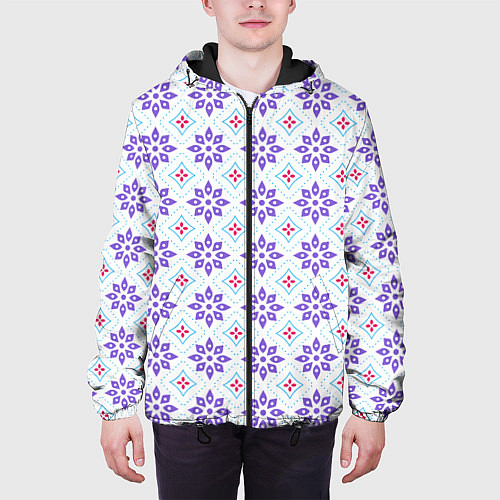 Мужская куртка Красивый цветочный узор / 3D-Черный – фото 3