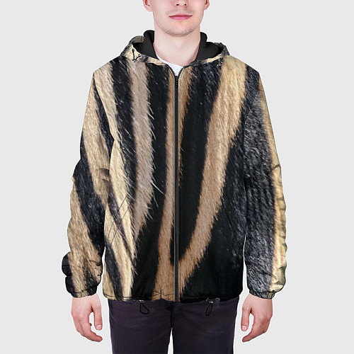 Мужская куртка Мех зебры / 3D-Черный – фото 3
