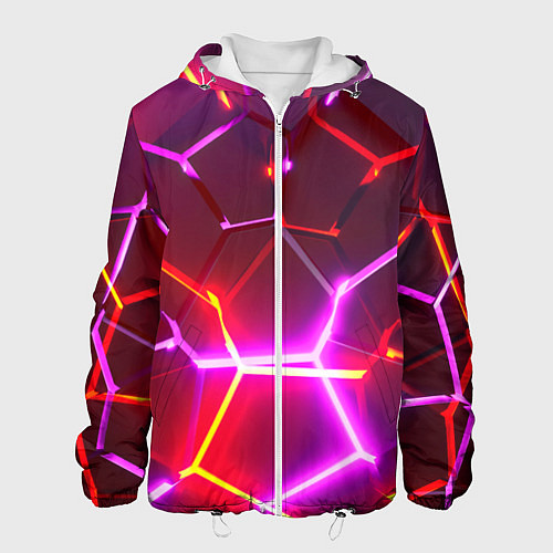 Мужская куртка Красные плиты с фиолетовым свечением / 3D-Белый – фото 1