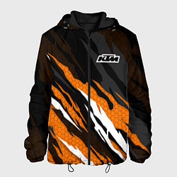 Куртка с капюшоном мужская KTM - Рваный гексагон, цвет: 3D-черный
