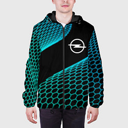 Куртка с капюшоном мужская Opel electro hexagon, цвет: 3D-черный — фото 2