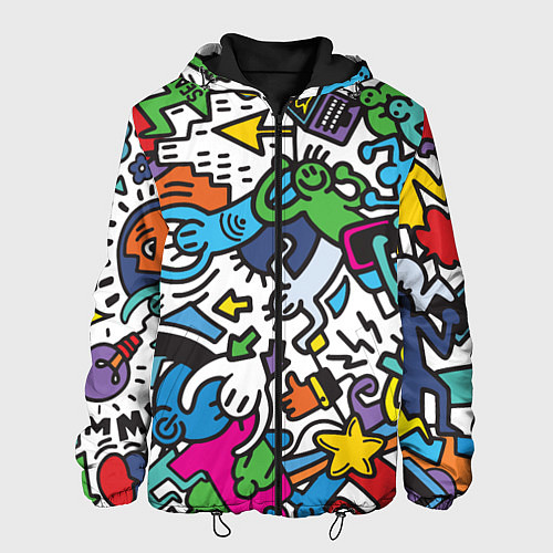 Мужская куртка Странные разноцветные человечки / 3D-Черный – фото 1