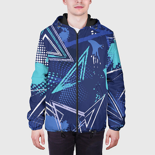 Мужская куртка Яркий абстрактный узор для спорта / 3D-Черный – фото 3