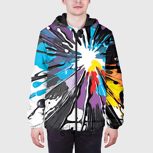 Мужская куртка Кляксы краски - абстракция / 3D-Черный – фото 3
