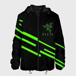 Куртка с капюшоном мужская Razer line green, цвет: 3D-черный