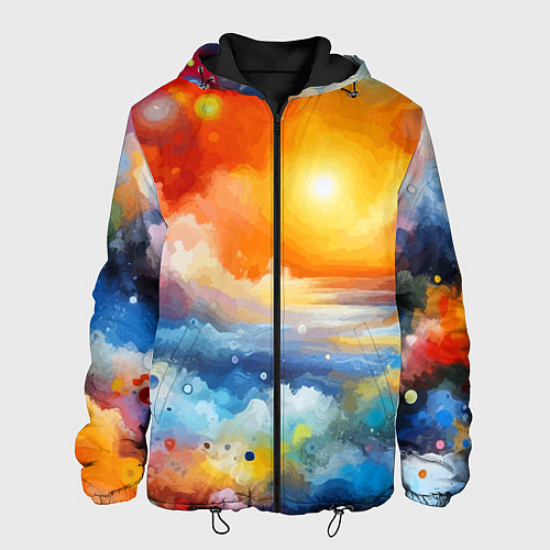 Мужская куртка Закат солнца - разноцветные облака / 3D-Черный – фото 1