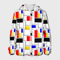 Куртка с капюшоном мужская Геометрия цветных Пит Мондриан, цвет: 3D-белый