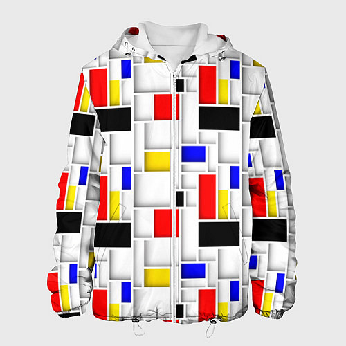 Мужская куртка Геометрия цветных Пит Мондриан / 3D-Белый – фото 1