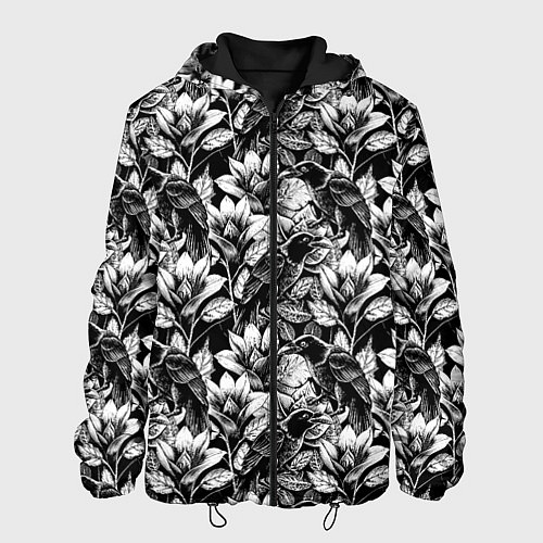 Мужская куртка Вороны в цветах / 3D-Черный – фото 1