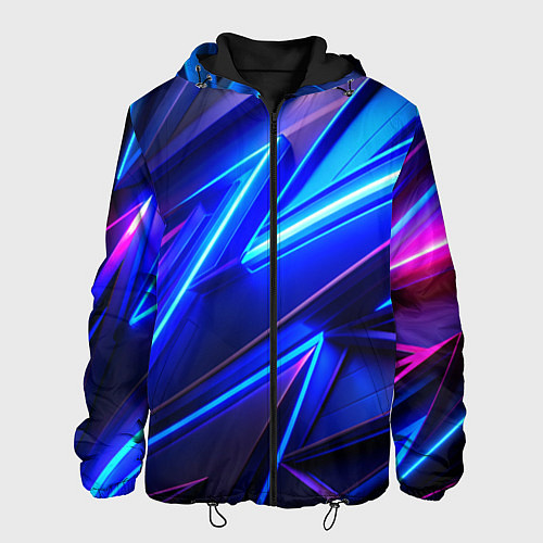 Мужская куртка Яркие неоновые геометрические линии / 3D-Черный – фото 1