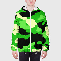 Куртка с капюшоном мужская Зелёный камуфляж текстура, цвет: 3D-белый — фото 2