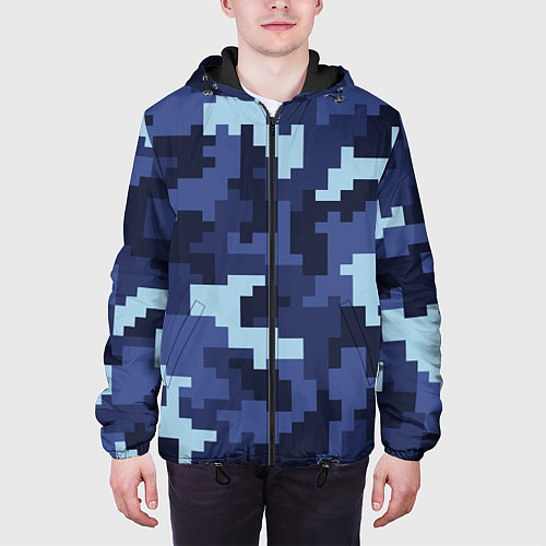 Мужская куртка Пиксельный камуфляж текстура / 3D-Черный – фото 3