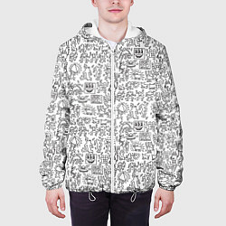 Куртка с капюшоном мужская Человечки и пришельцы, цвет: 3D-белый — фото 2
