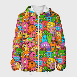 Куртка с капюшоном мужская Мультяшные монстрики орнамент, цвет: 3D-белый