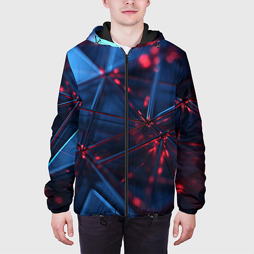 Мужская куртка Абстрактные треугольные элементы / 3D-Черный – фото 3