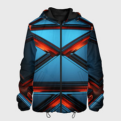 Куртка с капюшоном мужская Абстрактные треугольные плиты со светом, цвет: 3D-черный