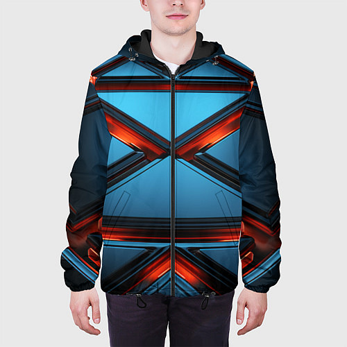 Мужская куртка Абстрактные треугольные плиты со светом / 3D-Черный – фото 3