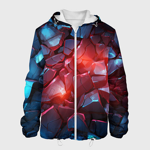 Мужская куртка Синие камни с красным светом / 3D-Белый – фото 1
