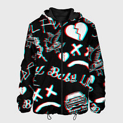 Куртка с капюшоном мужская Lil Peep logo glitch, цвет: 3D-черный