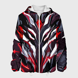 Куртка с капюшоном мужская Хаотичная красно-белая абстракция, цвет: 3D-белый